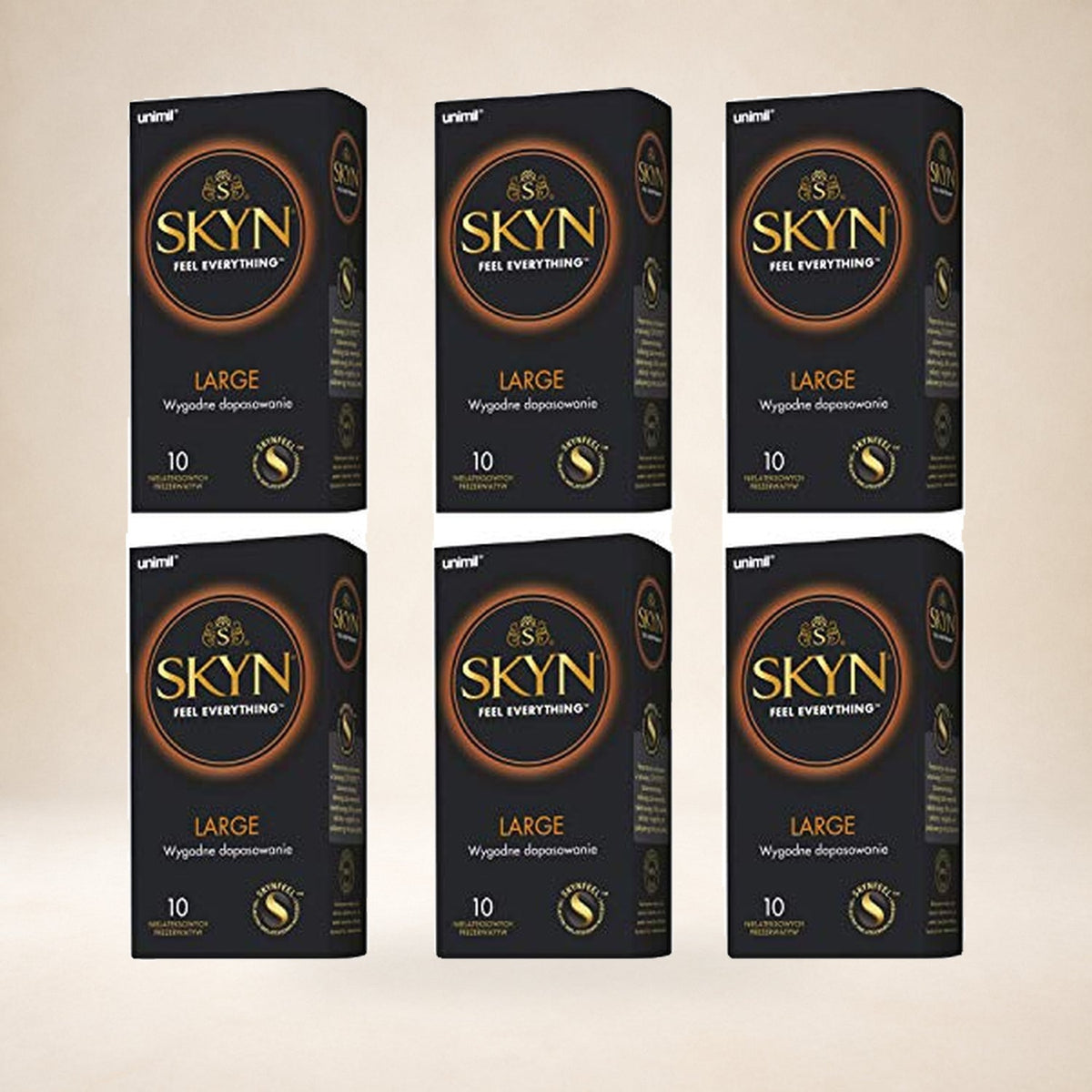 SKYN Condoms on a warm studio background