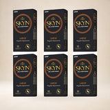 SKYN Condoms on a warm studio background
