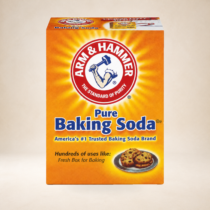 Arm & Hammer Pure Baking Soda 454g on a warm studio background