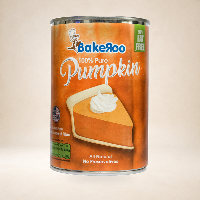 Bakeroo Pumpkin Puree 425g on a warm studio background