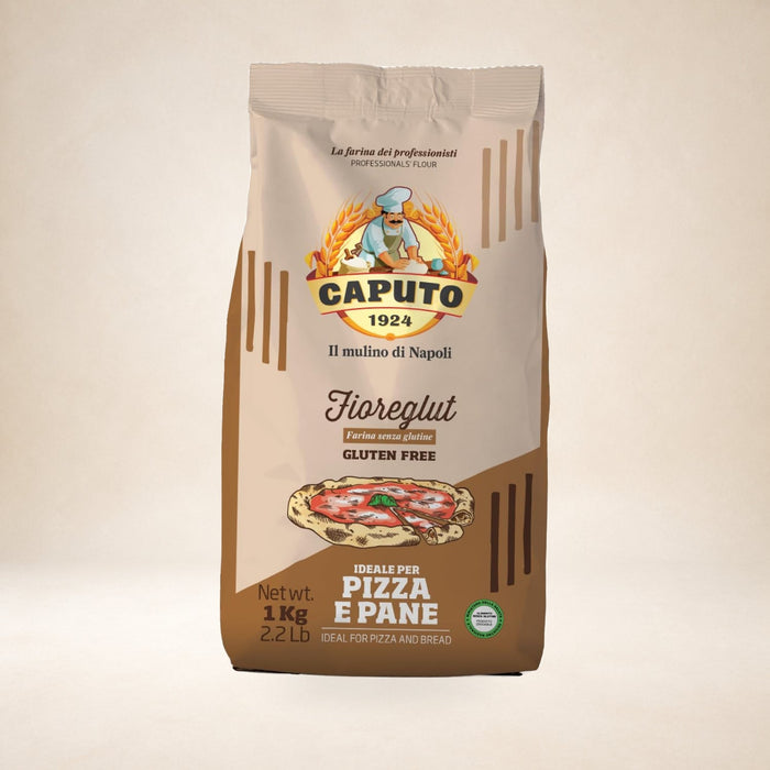 Caputo Fioreglut Gluten Free Flour 1kg on a warm studio background