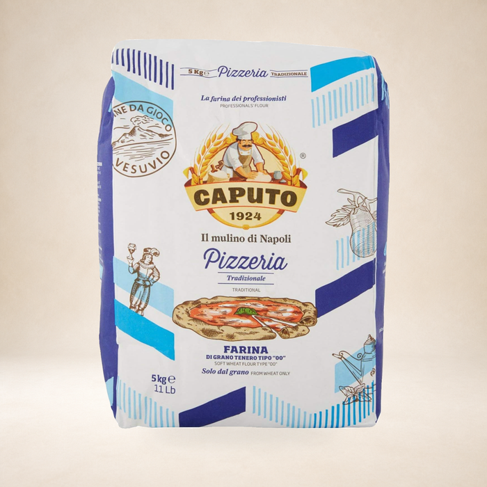 Caputo Pizzeria Flour 5kg on a warm studio background