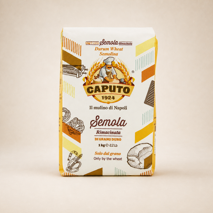 Caputo Semola Rimacinata 1kg full bag on a warm studio background