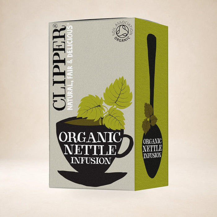 Clipper Nettle Tea, 20 Bags on a warm studio background