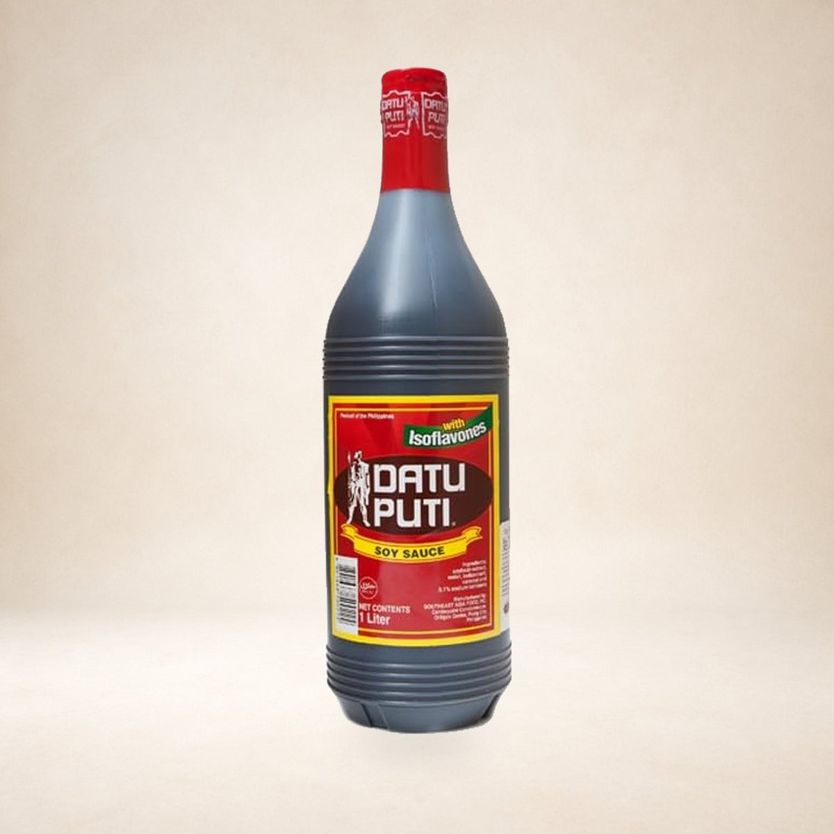 Datu Puti Soy Sauce 1L on a warm studio background