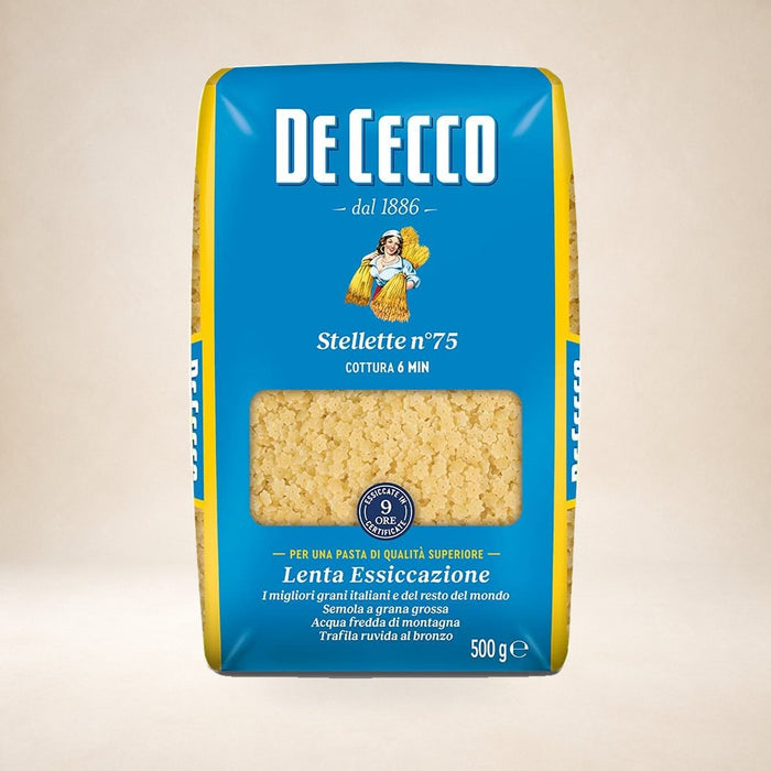 De Cecco Stellette No. 75 Pasta 500g on a warm studio background