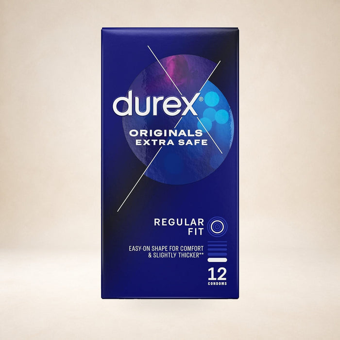 Durex Extra Safe 12 on a warm studio background