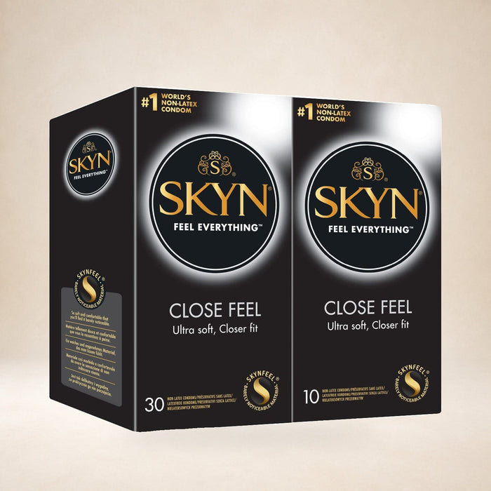 SKYN Close Feel Latex-Free Condoms, 40 Pack on a warm studio background