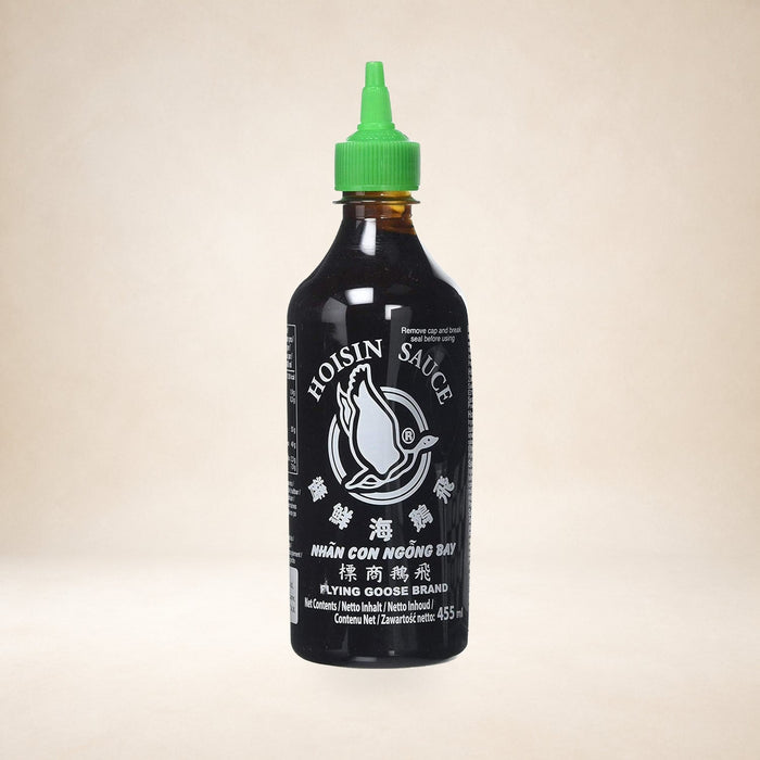 Flying Goose Hoisin Sauce 455ml on a warm studio background