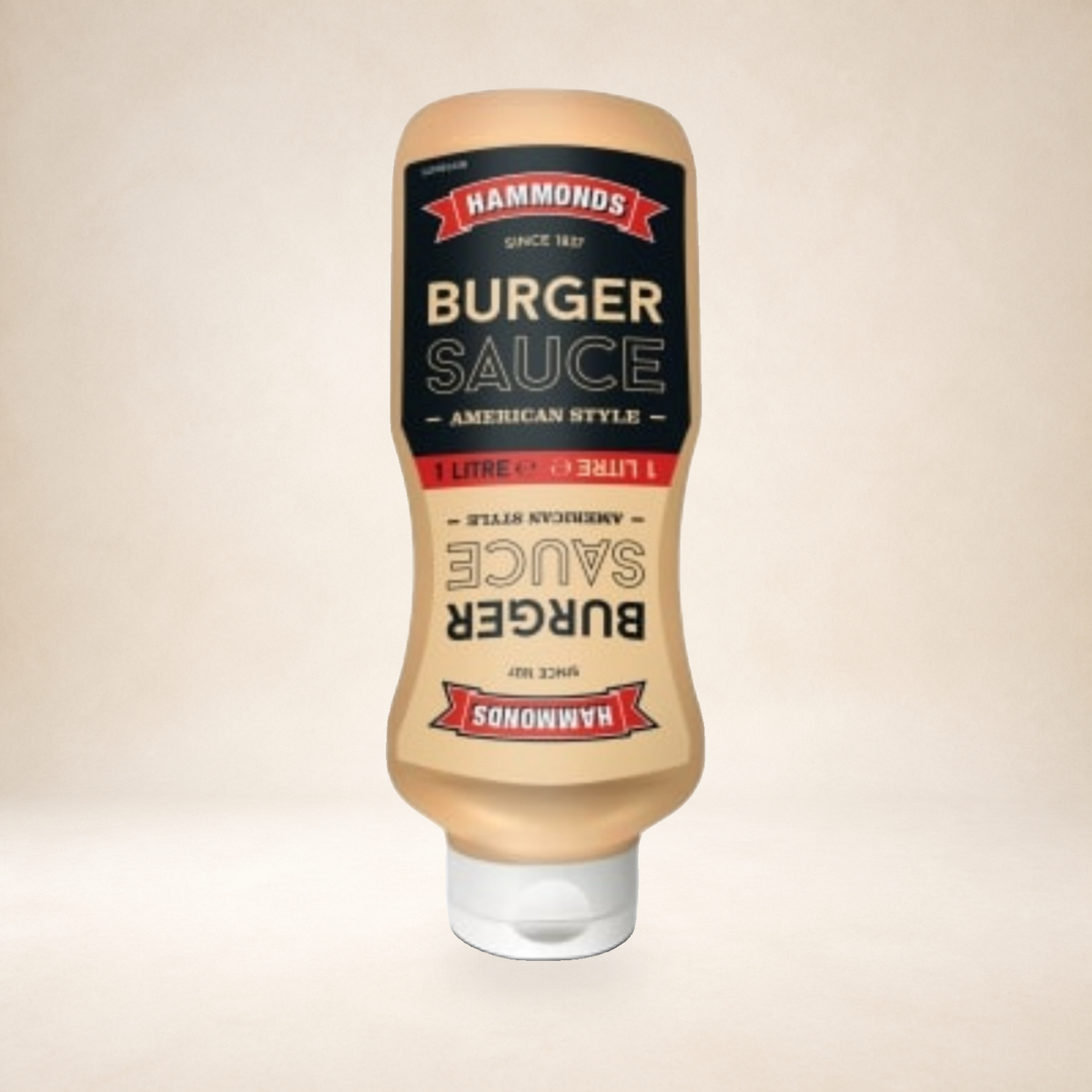 Hammond's Burger Sauce 1L on a warm studio background