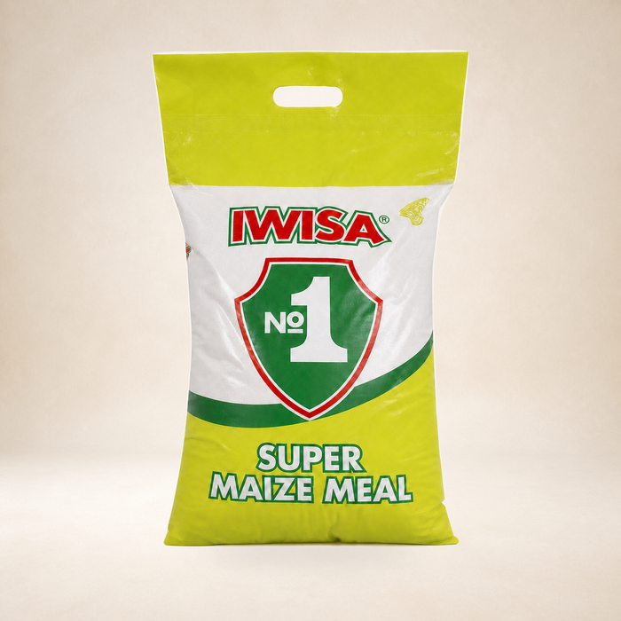 Iwisa Super Maize Meal 10kg on a warm studio background