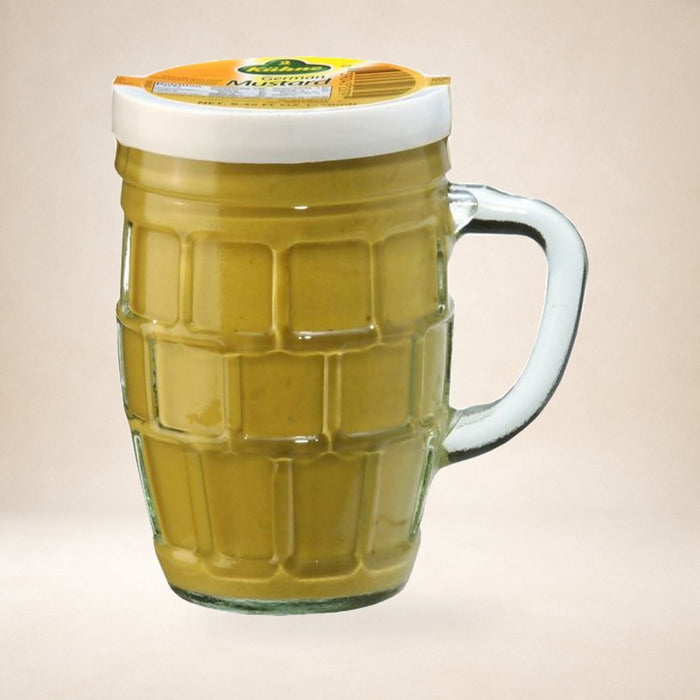 Kühne German Mustard Beer Mug 250ml (255g) on a warm studio background