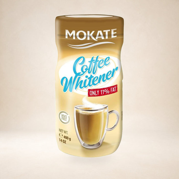 Mokate Coffee Whitener 400g on a warm studio background