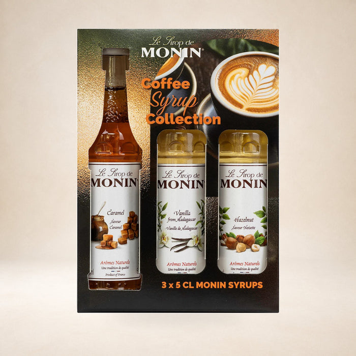 Monin 3 × 50ml Gift Set on a warm studio background