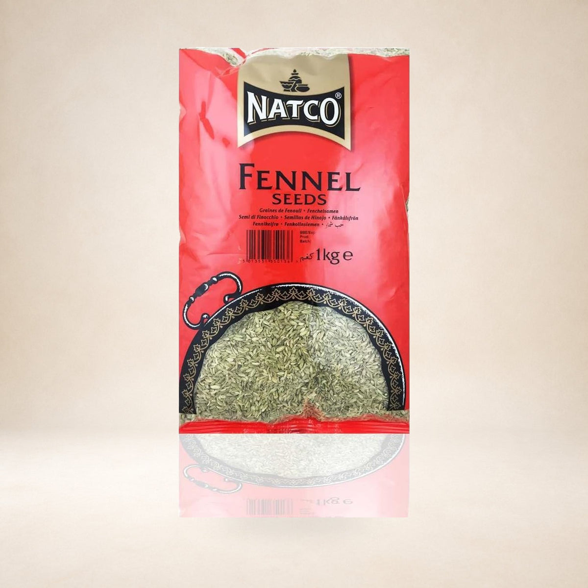 Natco Fennel Seeds 1kg on a warm studio background
