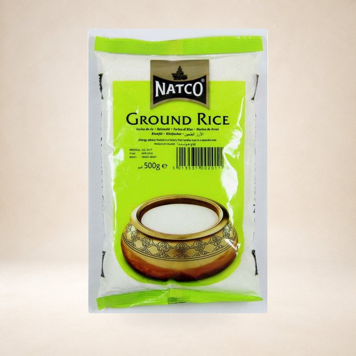 Natco Ground Rice 500g on a warm studio background