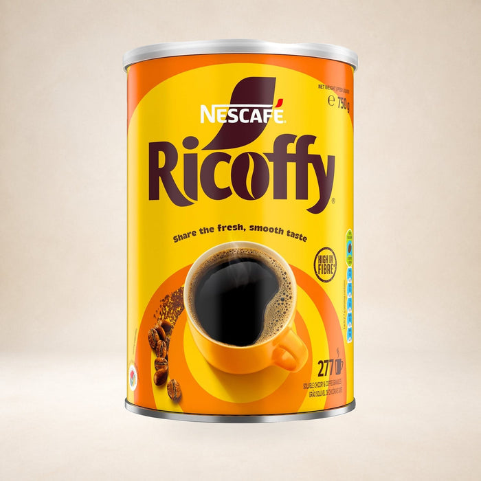 Nescafé Ricoffy 750g on a warm studio background