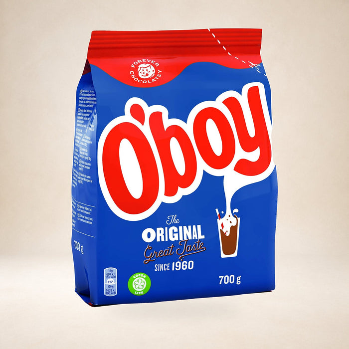 O'Boy Chocolate Powder 700g on a warm studio background
