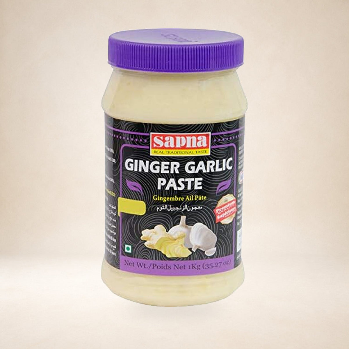 Sapna Ginger Garlic Paste 1kg on a warm studio background
