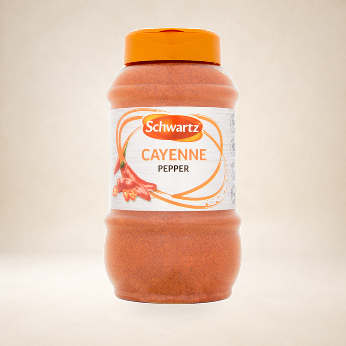 Schwartz Cayenne Pepper 390g on a warm studio background