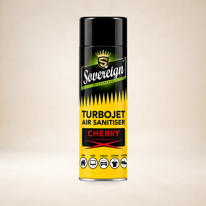 Sovereign Turbojet Air Sanitiser - Cherry 500ml on a warm studio background