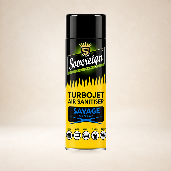 Sovereign Turbojet Air Sanitiser - Savage 500ml on a warm studio background