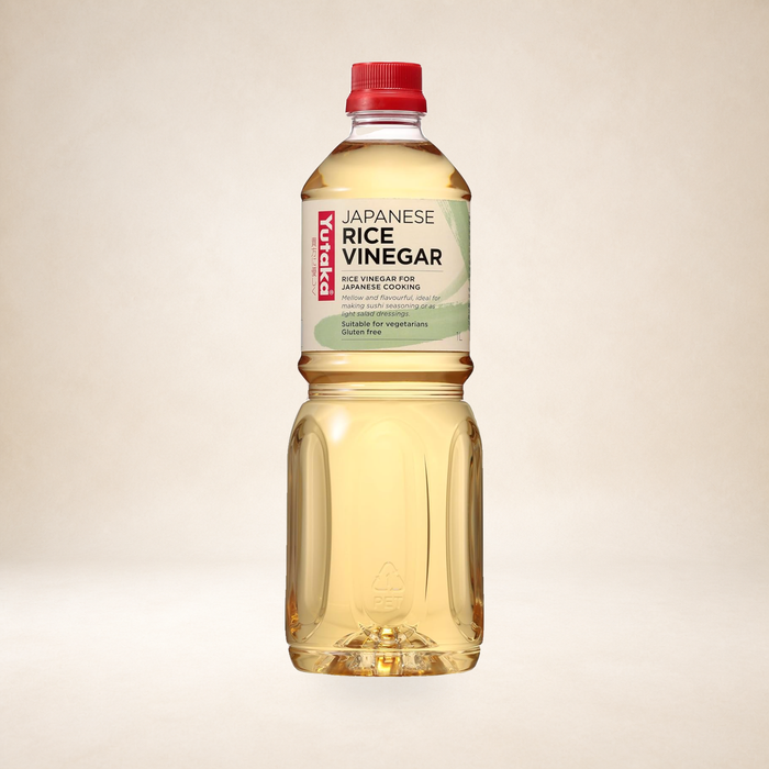 Yutaka Japanese Rice Vinegar 1L on a warm studio background