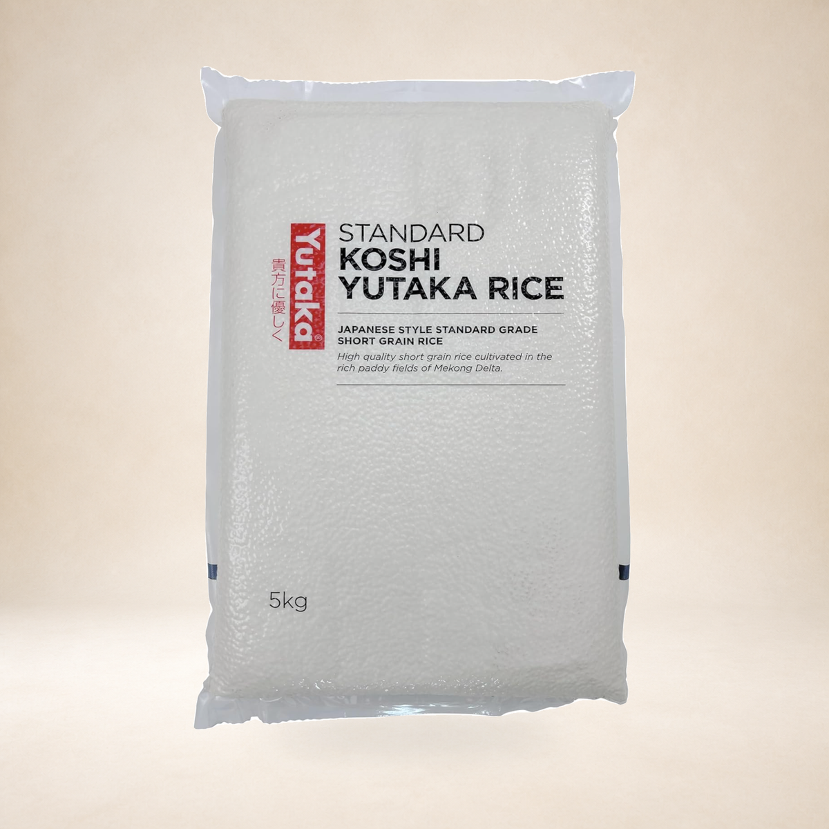 Yutaka Standard Koshi Rice 5kg on a warm studio background